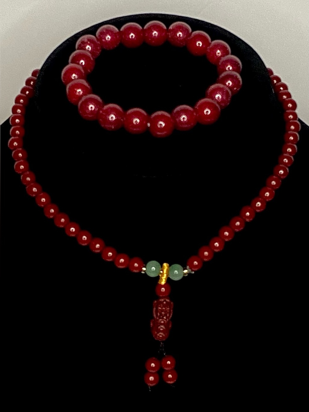Red Beaded chocker and Bracelet Set